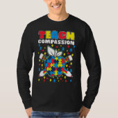 Teach Compassion Puzzle Piece Teacher Autism Aware T-Shirt (Vorderseite)