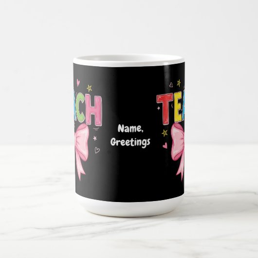 Teach Coquette Bow Crayon Lehrer Kinder Funny Kaffeetasse (Mittel)
