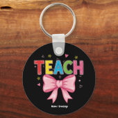 Teach Coquette Bow Crayon Lehrer Kinder Funny Schlüsselanhänger (Vorderseite)