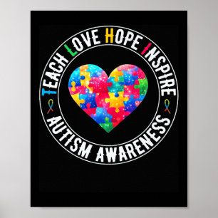 Teach Hope Liebe Inspirierte Autismus Awareness Su Poster