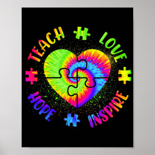 Teach Hope Liebe Inspirierte Autismus Awareness Te Poster
