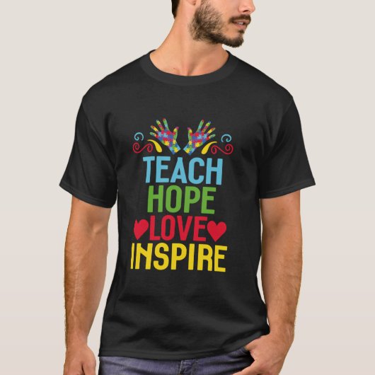 Teach Hope Liebe Inspirierte Autismus Puzzle SPED T-Shirt (Vorderseite)
