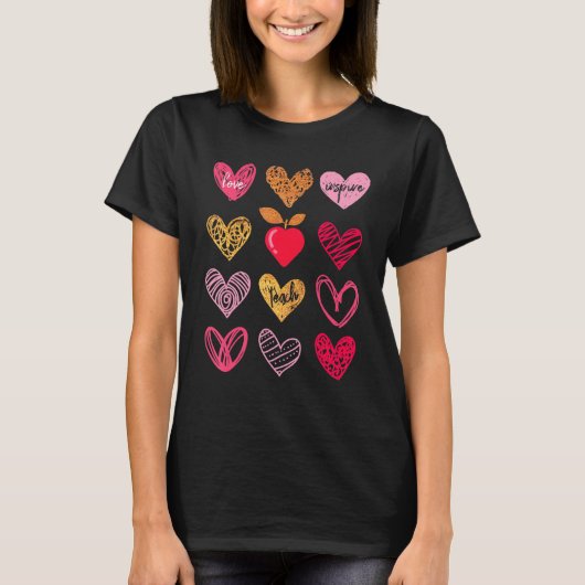 Teach Inspiriert Liebe Stift Leopard Blume Lehrer  T-Shirt (Vorderseite)