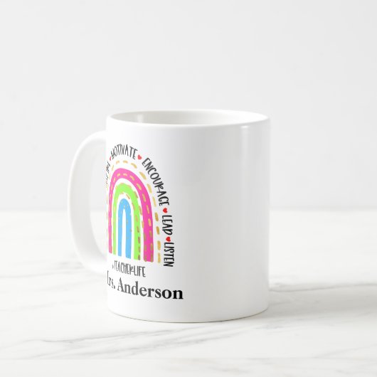 Teach Liebe Inspirier Motivate Coffee Tasse (Vorderseite Links)