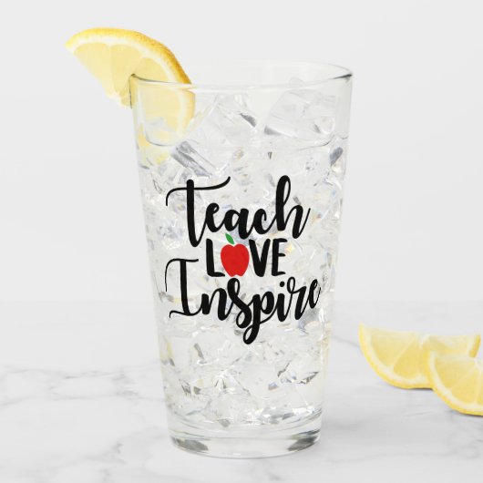 Teach-Liebe inspiriere Beruf-Glas Glas (Vorderseite Ice)