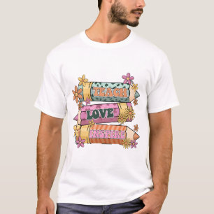Teach-Liebe Inspiriere Retro-Design T-Shirt