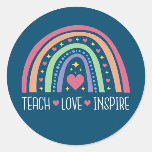 Teach Liebe Inspiriert Boho Rainbow Niedlich Proud Runder Aufkleber