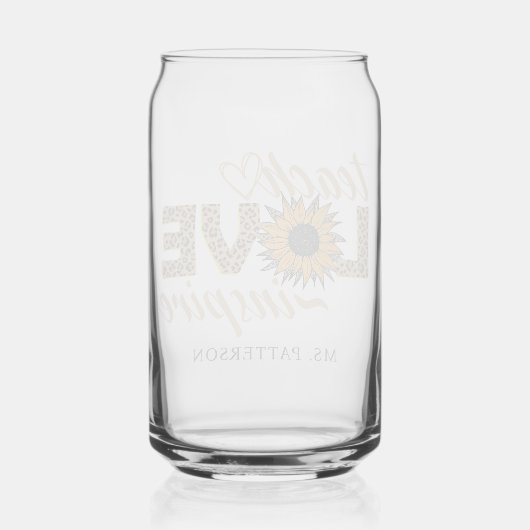 Teach Liebe Inspiriert Lehrer Sonnenblume Moderner Dosenglas (Rückseite)