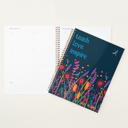 Teach-Liebe Inspirierte Navy-Floral-Dragonfly Planer (Anzeige)