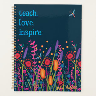 Teach-Liebe Inspirierte Navy-Floral-Dragonfly Planer