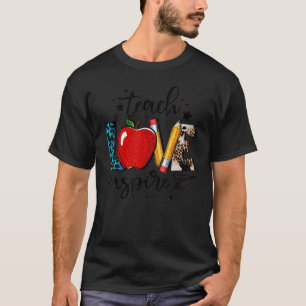 Teach-Liebe Inspirierte Stift-Apfelleopard zurück  T-Shirt