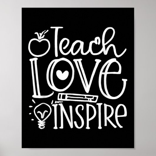 Teach Love Inse Retro Teacher Kids Back To School  Poster (Vorne)