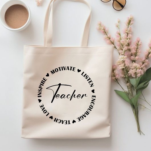 Teach Love Inspire Listen Encourage teacher gift Tragetasche
