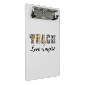 Teach, Love, Inspire Mini Klemmbrett (Schrägansicht)