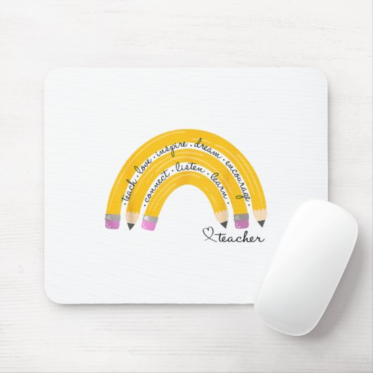 Teach Love Inspire Rainbow Pencil Teacher Ck To Sc Mousepad (Mit Mouse)