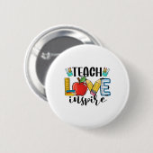 Teach Love Inspire Shirt Funny Ck To School Teache Button (Vorne & Hinten)