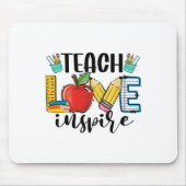 Teach Love Inspire Shirt Funny Ck To School Teache Mousepad (Vorne)