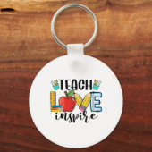 Teach Love Inspire Shirt Funny Ck To School Teache Schlüsselanhänger (Vorderseite)