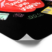 Teach Love Inspire Teacher Coquette Bow Apple Back Poster (Ecke)