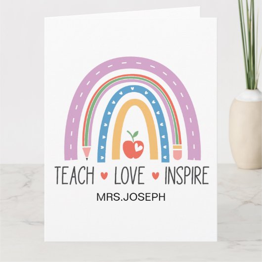 Teach Love Inspire Teacher Dankeskarte (Vorderseite)
