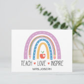 Teach Love Inspire Teacher  Dankeskarte (Stehend Vorderseite)