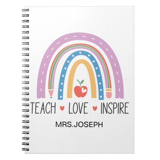 Teach Love Inspire Teacher  Notizblock (Vorderseite)