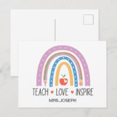 Teach Love Inspire Teacher  Postkarte (Vorne/Hinten)
