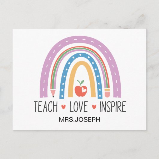Teach Love Inspire Teacher  Postkarte (Vorderseite)
