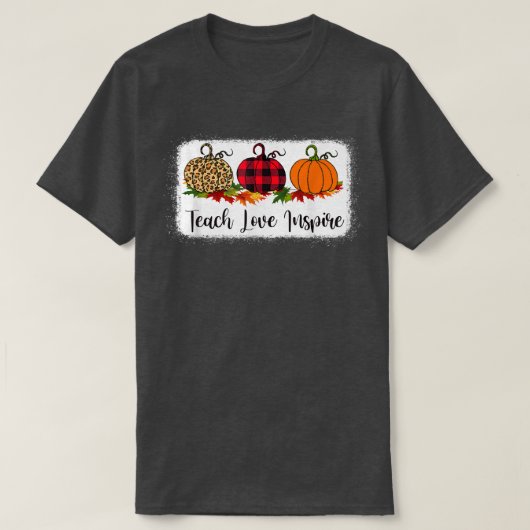 Teach Love Inspire TeacherAutumn Fall Pumpkin Leop T-Shirt (Design vorne)