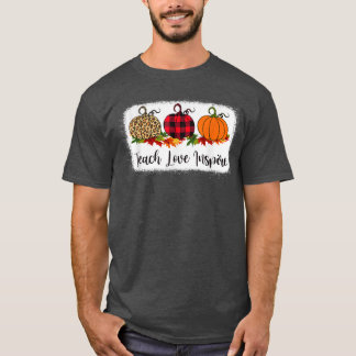 Teach Love Inspire TeacherAutumn Fall Pumpkin Leop T-Shirt