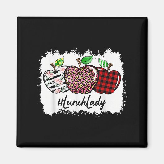 Teach Love Insre Lunch Lady Leopard Red Plain Magnet (Vorne)
