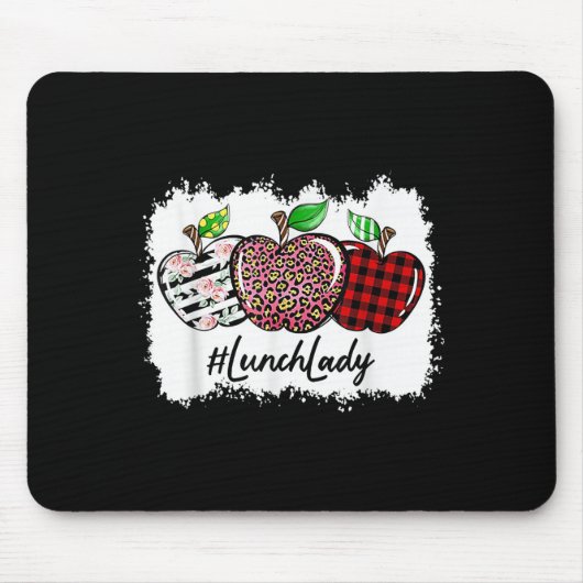 Teach Love Insre Lunch Lady Leopard Red Plain Mousepad (Vorne)