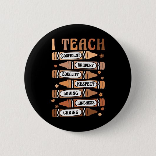 Teach Melanin Afro African Black History Monte Tee Button (Vorderseite)