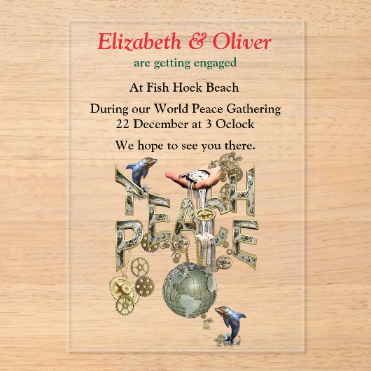 Teach Peace Christmas Ansammlung Acryleinladungen (Vorderseite)