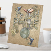 Teach Peace Christmas Ansammlung Geschenke Sockelschild (In Situ)