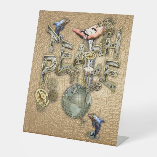 Teach Peace Christmas Ansammlung Geschenke Sockelschild (Vorderseite)