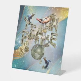 Teach Peace Christmas Ansammlung Geschenke Sockelschild