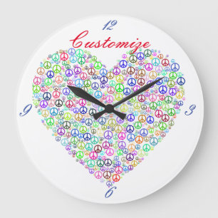 Teach Peace Heart Thunder_Cove Große Wanduhr