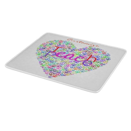 Teach Peace Heart Thunder_Cove Schneidebrett (Ecke)