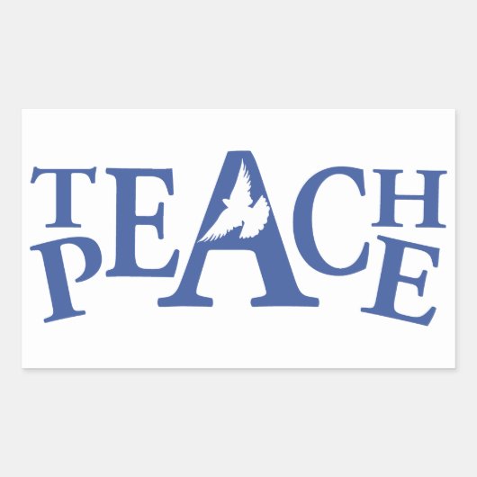 Teach Peace Single taucht blaue Textetiketten auf Rechteckiger Aufkleber (Vorderseite)