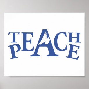 Teach Peace Single White Taube Slogan Art Poster