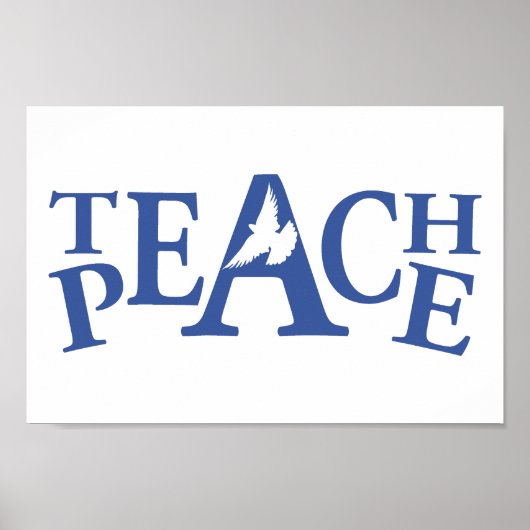 Teach Peace Single White Taube Slogan Art Poster (Vorne)