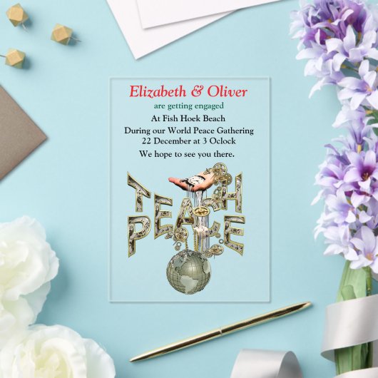 Teach Peace Steampunk Ansammlung Acryleinladungen (In Situ (Hochzeit))