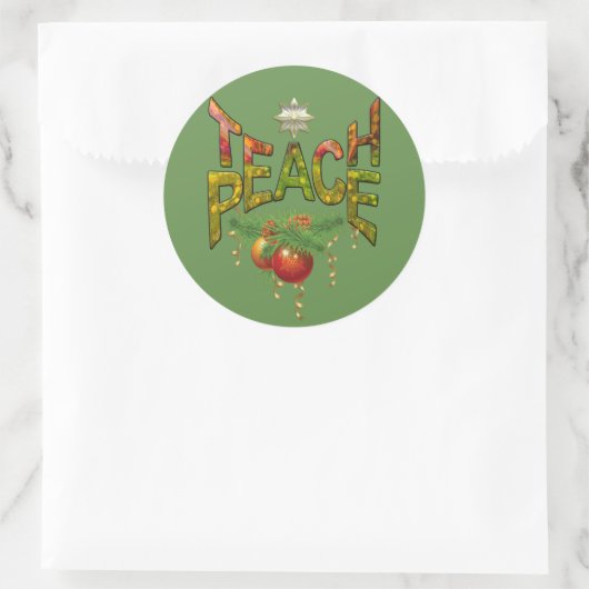 Teach-Peace-Weihnachtsgeschenk Runder Aufkleber (Tasche)