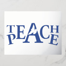 Teach Peace White Taube Zitat Silberfolie Postkart