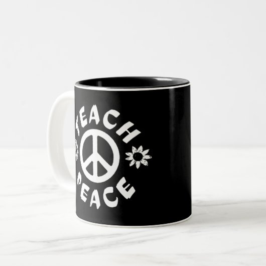 Teach Peace Zweifarbige Tasse (Vorderseite Links)