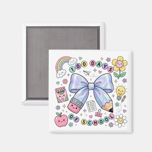 Teacher 100 Days of School Magnet  (Vorderseite/Rückseite)