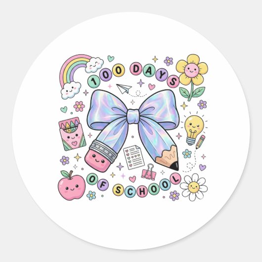 Teacher 100 Days of School Round Stickers (Vorderseite)