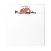 Teacher Apple Heart Red Script Name Notepad Notizblock (Vorderseite)