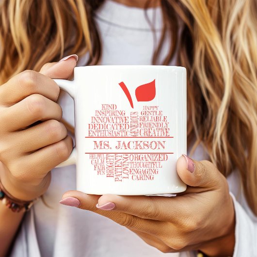 Teacher Apple Typography Red and White Zweifarbige Tasse